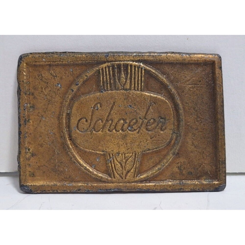 VINTAGE F. & M. SCHAEFER BREWING CO BEER METAL BELT BUCKLE